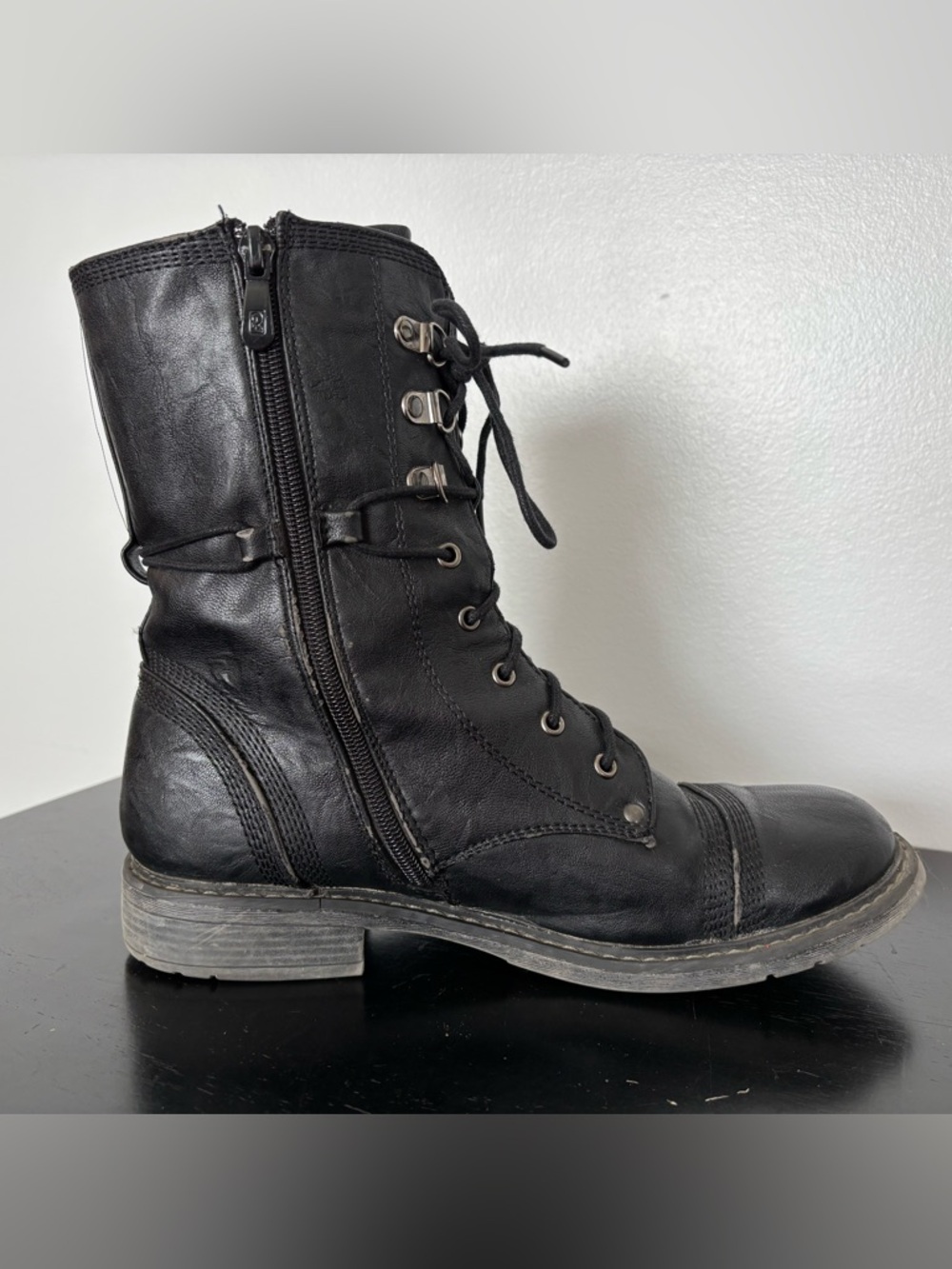 *READ Extreme by Eddie Marc Black Lace-Up Combat Boots Women 10 Grunge Goth Moto - Picture 7 of 16